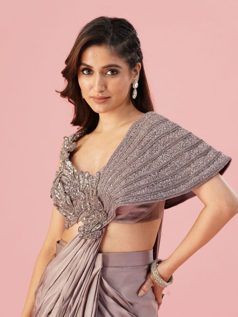 Dark Mauve Designer Saree main image 0